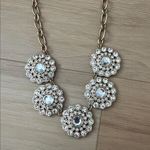 J.Crew Clear Rhinestone Floral Statement Necklace
